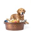 BREKX Metal Dog Toy Basket Rustic Paw Print Storage-1