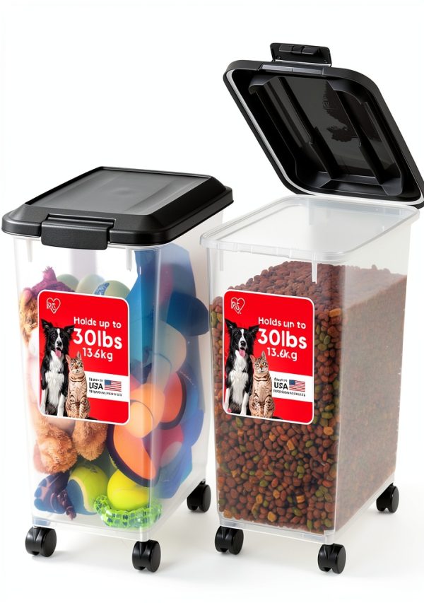 IRIS USA Pet Food Storage Container Airtight 2-Pack Black-0
