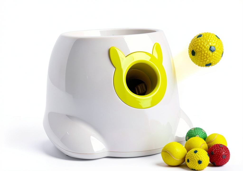 Installing Smiles and Laughter Automatic Dog Ball Launcher Adjustable on a wooden deck in a backyard