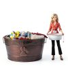 BREKX Metal Dog Toy Basket Rustic Paw Print Storage-3