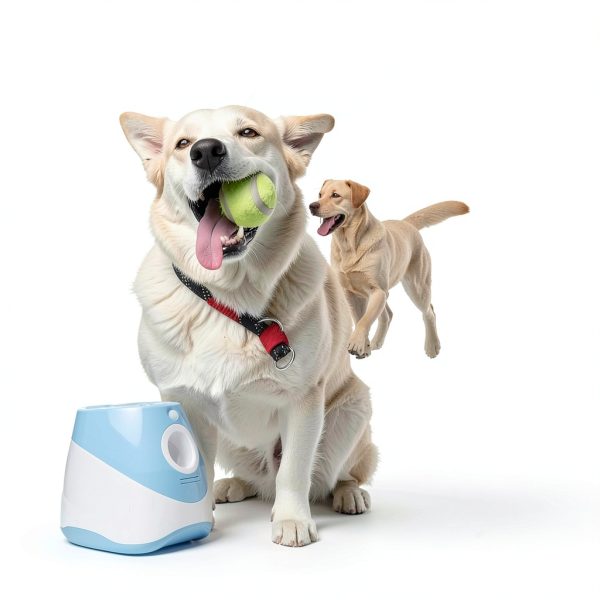 RERBIO Automatic Dog Ball Launcher Interactive Toy with-4