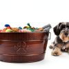 BREKX Metal Dog Toy Basket Rustic Paw Print Storage-5