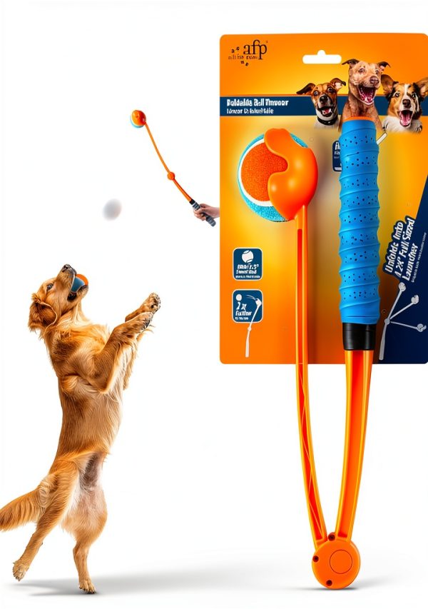 ALL FOR PAWS Dog Ball Launcher Foldable Design Hands Free-0
