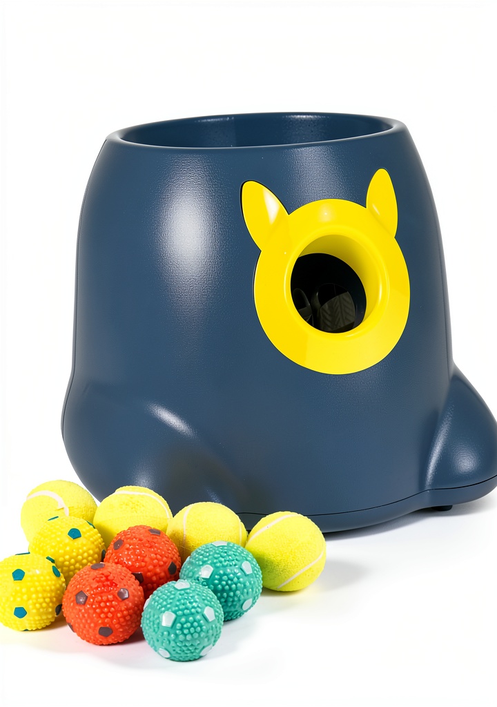 Automatic dog ball launcher in use