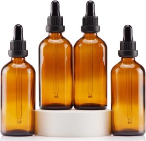 Amber Glass Dropper Bottle 4oz YIZHAO Tincture UV Protection 4 Pack-0
