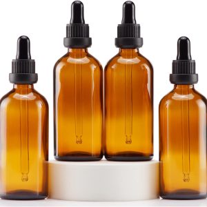 Amber Glass Dropper Bottle 4oz YIZHAO Tincture UV Protection 4 Pack-0