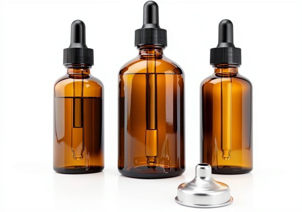 Amber Glass Dropper Bottle 4 Pcs Set LXLOVESM 1oz and 2oz with Funnels-0