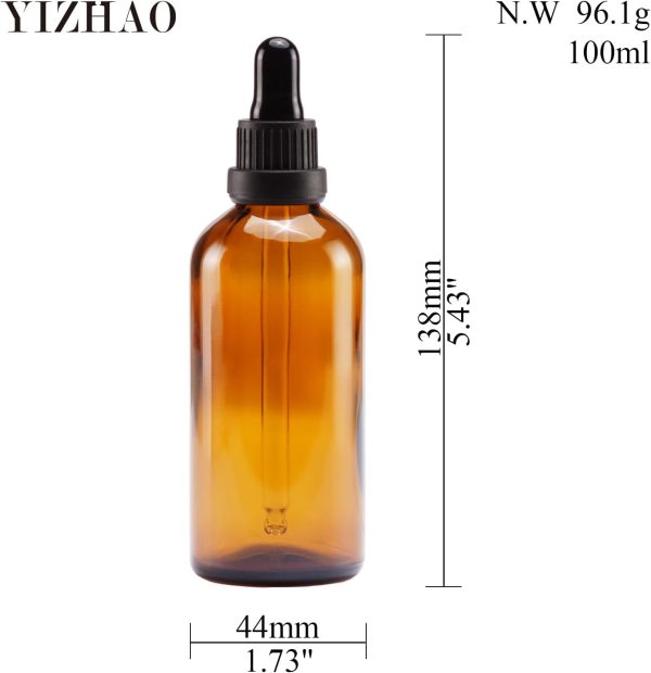 Amber Glass Dropper Bottle 4oz YIZHAO Tincture UV Protection 4 Pack-1