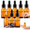 1/2 oz Glass Dropper Bottle, 15ml Amber Tincture Bottle with Dropper, Label, Leak-Proof Travel Dropper Bottles for Essential Oils, Fragrances and Concentrated Tincture Extracts (8 Pcs)-0