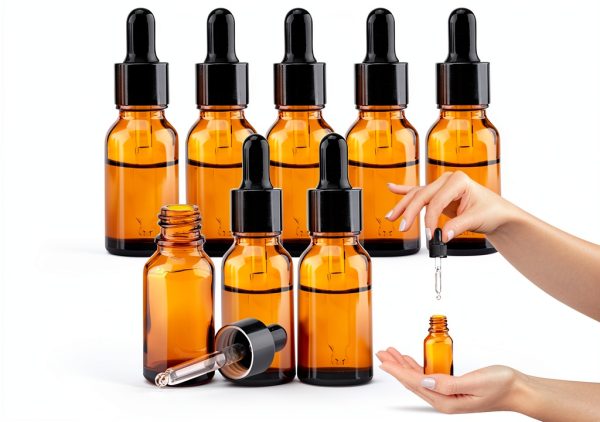 1/2 oz Glass Dropper Bottle, 15ml Amber Tincture Bottle with Dropper, Label, Leak-Proof Travel Dropper Bottles for Essential Oils, Fragrances and Concentrated Tincture Extracts (8 Pcs)-0