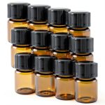 Super Z Outlet 1ml Amber Glass Vial Bottles Orifice Reducer Cap 12pk-0